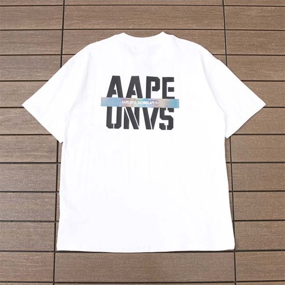 AAPE Colorful Ape Head Lettering Logo T-Shirt - White Short Sleeve - Picture 4 of 6